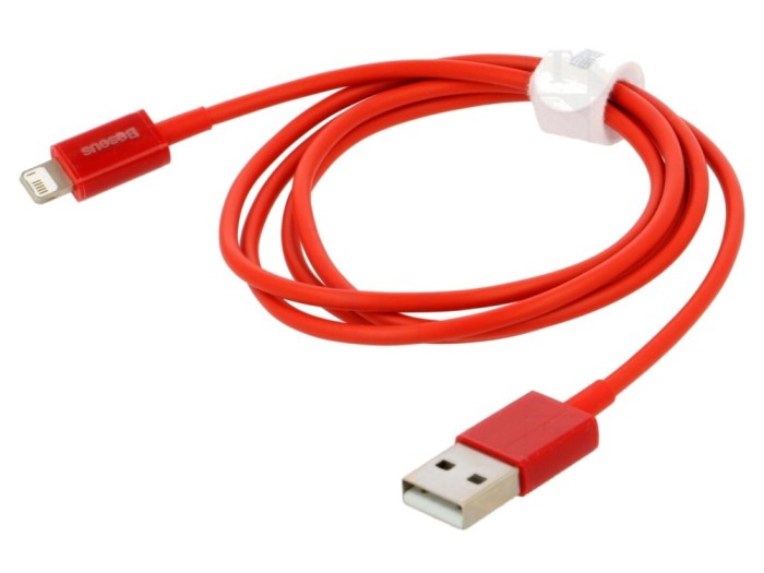 Cablu Apple Lightning USB A 1m roșu textil 2,4A
