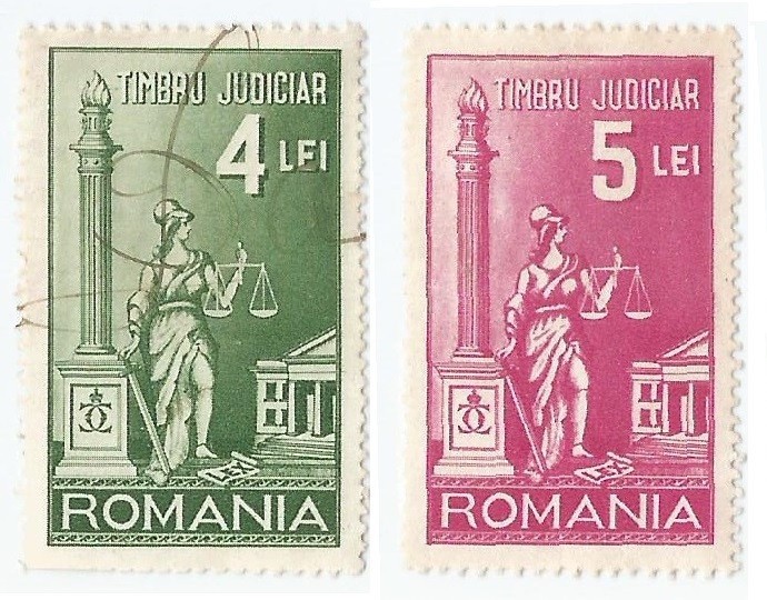 *Romania, lot 869 cu 2 timbre fiscale judiciare, 1938, oblit.