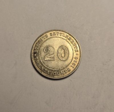 Straits Settlements 20 Cents Centi 1926 UNC foto