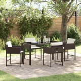 VidaXL Set de masă pentru grădină cu pernă 5 pcs Maro Rattan poli