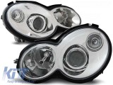 Set de faruri de tuning potrivit pentru Mercedes C-Class Sport Coupe CL203 2000-2004 cu baza cromata, stanga si dreapta Performance AutoTuning