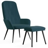 Cumpara ieftin Scaun de relaxare cu taburet, albastru, catifea