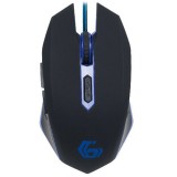 MOUSE GEMBIRD, gaming, cu fir, USB, optic, 2400 dpi, butoane/scroll 6/1, iluminare, negru / albastru, &quot;MUSG-001-B&quot; (timbru verde 0.18 lei)