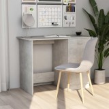 Birou vidaXL gri beton 100x50x76 cm, lemn prelucrat, sertar si usa. Birou calculator, masa lucru, consola
