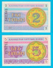 Kazahstan Set 2x (p#2+3) 2+5 Tyin 1993 UNC foto