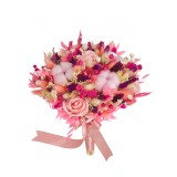 Buchet mare personalizabil din bumbac, flori naturale uscate si flori din foita de sapun (Multicolor)