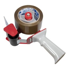 Dispenser Banda Adeziva MILAN, Plastic, Alb/Rosu, Derulator Banda Adeziva, Dispensere Banda Adeziva pentru Sigilarea Cutiilor, Dispenser Role Banda Sc foto