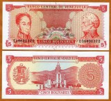 !!! VENEZUELA - 5 BOLIVARES 1989 - P 70 b - UNC