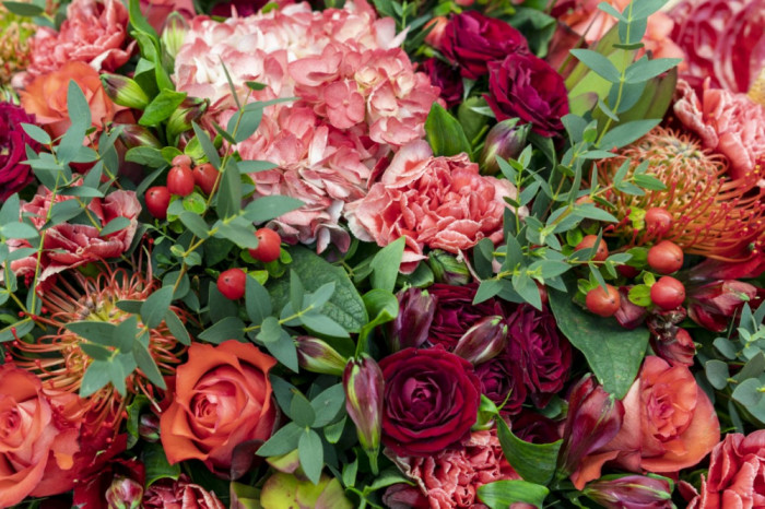 Fototapet de perete autoadeziv si lavabil Flori156 Aranjament floral rosu, 270 x 200 cm