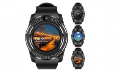 Ceas Smartwatch V8 cu functie apelare, SMS, camera, Bluetooth, Android, Negru foto