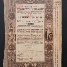 Obligatiune 500 aur lei 1895 orasul București , titlu , actiuni , actiune