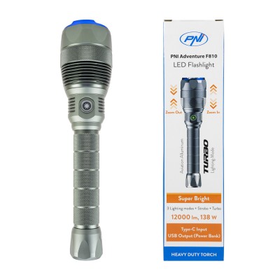 Aproape nou: Lanterna PNI Adventure F810 cu LED 138 W, 3 niveluri iluminare plus Tu foto