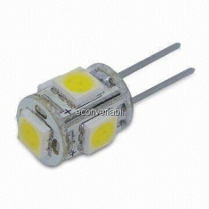 Bec LED 1W 5 LEDuri SMD Bulb G4 Alb Cald foto