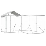 Cumpara ieftin Padoc exterior cu acoperis argintiu 4x4x2,5 m otel galvanizat