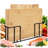 Set 4 tocatoare din bambus cu suport pentru carne, legume, paine si peste