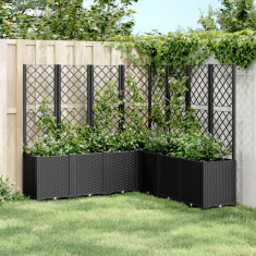 vidaXL Jardinieră de grădină cu spalier, negru, 160x160x140 cm, PP