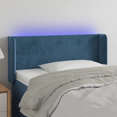 Gossi tablie de pat cu led, albastru inchis, 83x16x78/88 cm, catifea foto