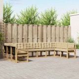 vidaXL Set de canapele de exterior cu pernă 10 pcs Alb și Bej 3389911