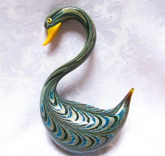 FIGURINA BIBELOU LEBADA STICLA MURANO CRISTAL COLORAT 22.5 CM