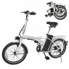 Bicicleta Electrica Pliabila 20 Inch 250W 36V Alb cu Verde Nakto foto