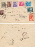ROMANIA 1936 serie OETR cercetasi Costume populare 7 timbre circulată efectiv pe plic recomandat