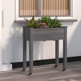 VidaXL Jardinieră pe roți cu căptușeală gri 71x37x80cm lemn masiv brad