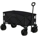 Outsunny Carucior plaja pliabil cu roti fata pivotante 360&deg; si maner telescopic 108x55x55 cm negru | Aosom Romania