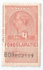 *Romania, lot 1097 cu 1 timbru fiscal de aviatie, 1936, NG