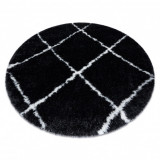Covor FLUFFY 2373 cerc, shaggy spalier - antracit / alb, cerc 160 cm