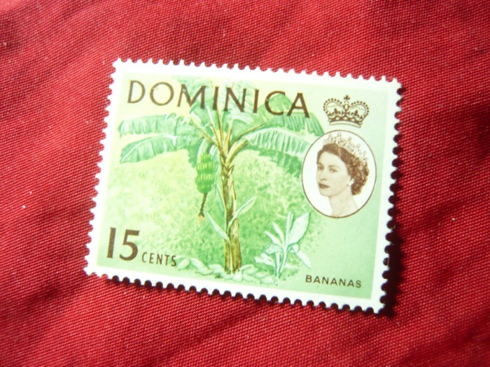 Timbru Dominica colonie britanica 1963 R. Elisabeta II ,banane val. 15c