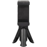 Mini trepied pentru telefon 8.5 cm cu suport smartphone pe arcuri, montura 1 4 inch, ABS negru antialunecare, suport telefon reglabil 5.5, 8 cm