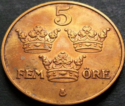 Moneda istorica 5 ORE - SUEDIA, anul 1950 * cod 4534 B - bronz foto