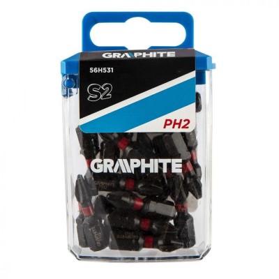 Varfuri, biti, de impact, PH2, 1/4&amp;quot;, set 20 buc, PH2x25 mm, Graphite foto