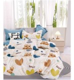 Cumpara ieftin Lenjerie pat single,bumbac finet,4 piese,cearceaf cu elastic 140x200cm,cearceaf pilota 150x220cm,2 fete de perna 50x80cm-A1157