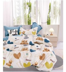 Lenjerie pat single,bumbac finet,4 piese,cearceaf cu elastic 140x200cm,cearceaf pilota 150x220cm,2 fete de perna 50x80cm-A1157