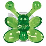 Cuier baie Kleine Wolke 34002, montaj pe perete, cu ventuza, forma fluture, verde, cu 2 agatatori