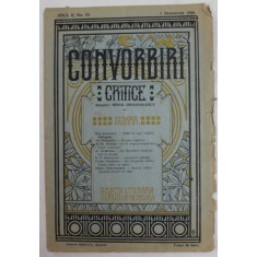 CONVORBIRI CRITICE , REVISTA LITERARA BIMENSUALA , ANUL II , NR.19 , 1 DECEMBRIE , 1908