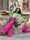 Bluza dama verde in colturi cu imprimeu Picasso