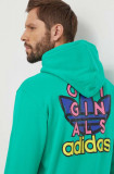 Cumpara ieftin Adidas Originals hanorac de bumbac bărbați, culoarea verde, cu glugă, cu imprimeu IM9685