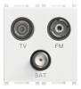 Priza TV-FM-SAT de capat 2M cu 3 iesiri Vimar Plana alb 14303