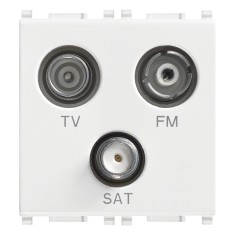Priza TV-FM-SAT de capat 2M cu 3 iesiri Vimar Plana alb 14303