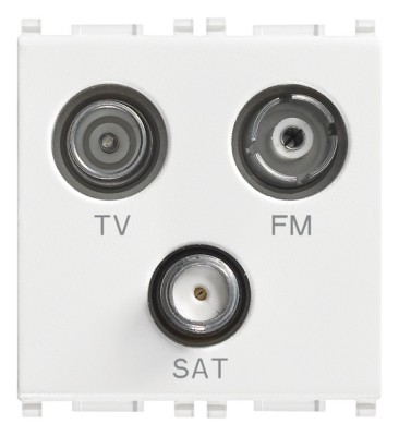 Priza TV-FM-SAT de capat 2M cu 3 iesiri Vimar Plana alb 14303 foto