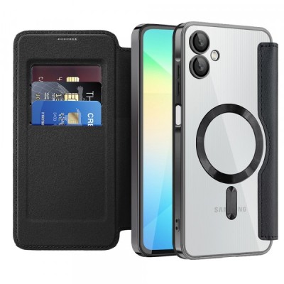 Husa MagSafe pentru Samsung Galaxy A06 A065, Techsuit, SmartMag Book, Neagra foto