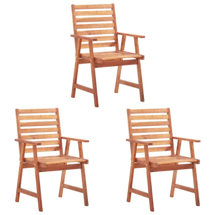 Gossi scaune de exterior, 3 buc., lemn masiv de acacia