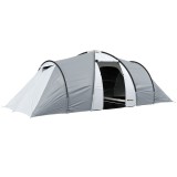 Outsunny Cort Camping 4-5 Persoane 2 Camere Familie Impermeabil Baldachin 590x245x193cm Gri | Aosom Romania