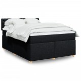 VidaXL Pat box spring cu saltea, negru, 160x200 cm, textil 3289040