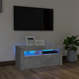 Comoda TV cu lumini LED, gri beton, 90x35x40 cm GartenMobel Dekor, vidaXL