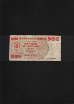 Zimbabwe 500000000 500 000 000 500 milioane dolari dollars 2008 seria8282680 foto