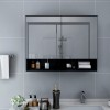 VidaXL Dulap de baie cu oglindă și LED-uri, negru, 80x15x60 cm, MDF