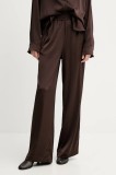 Gestuz pantaloni culoarea maro, drept, high waist, 10910262